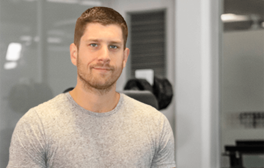 A man in good health and a grey tshirt.